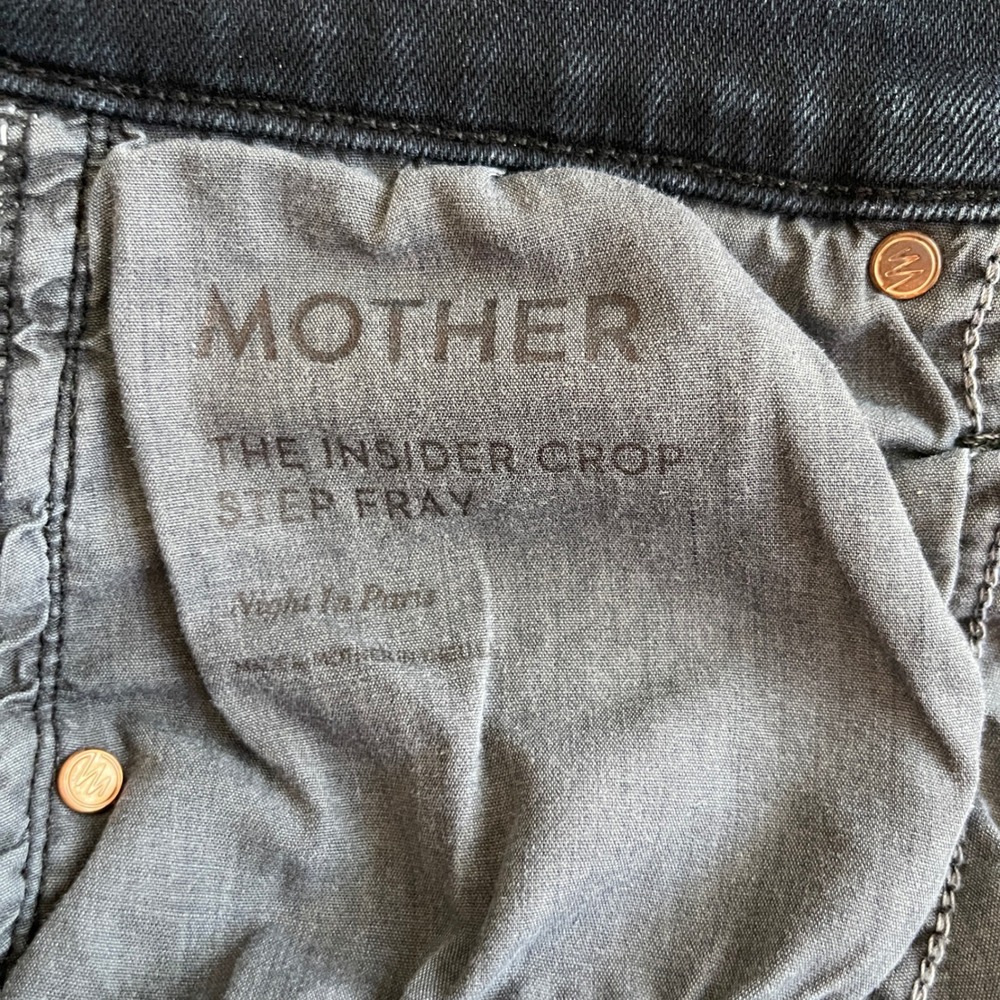 Mother Insider Crop Step Fray Hem Night In Paris Jeans Women 26 Black High Rise - Picture 14 of 16